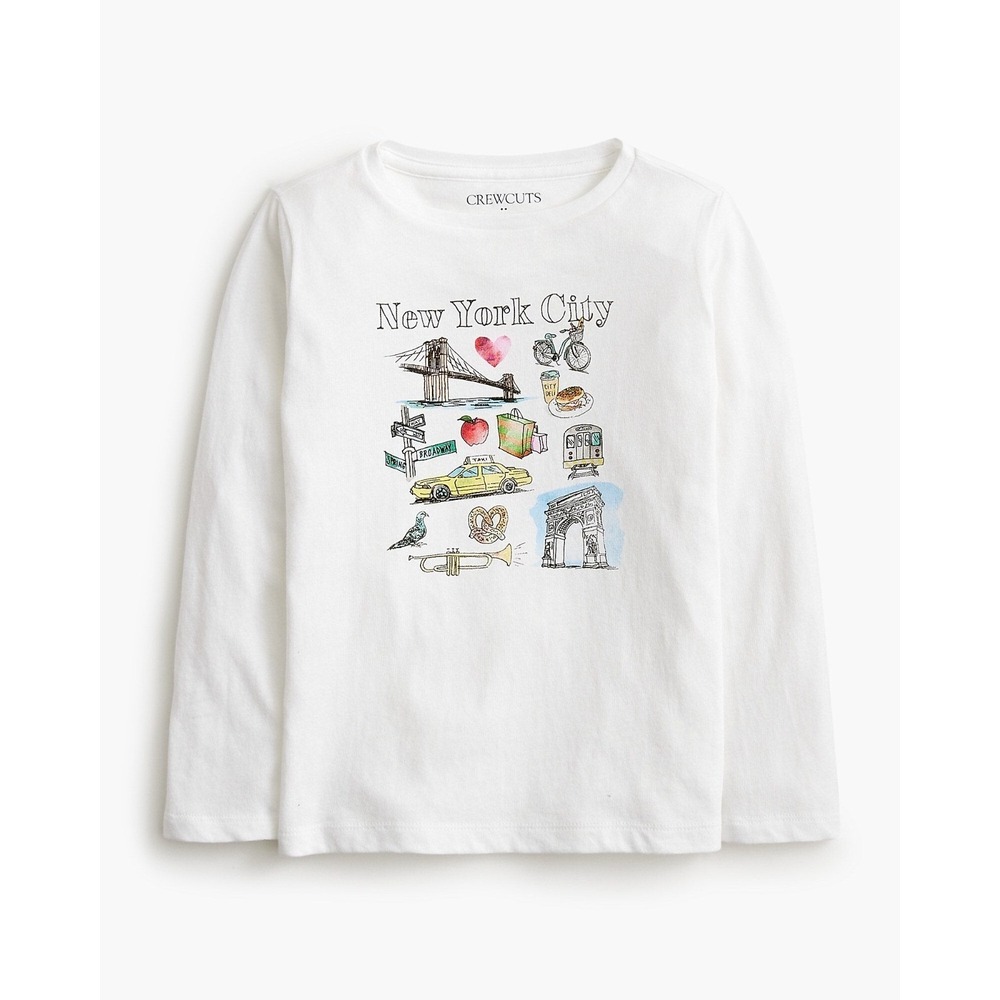 J.Crew Kids Crewcuts Girl's New York City Long Sleeve Graphic Tee - White - L